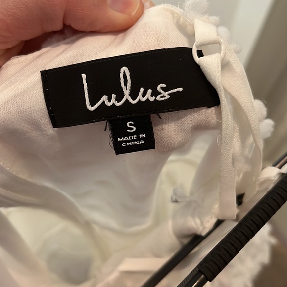 Lulus tiered pom pom midi dress, White, Size S - Picture 7 of 8